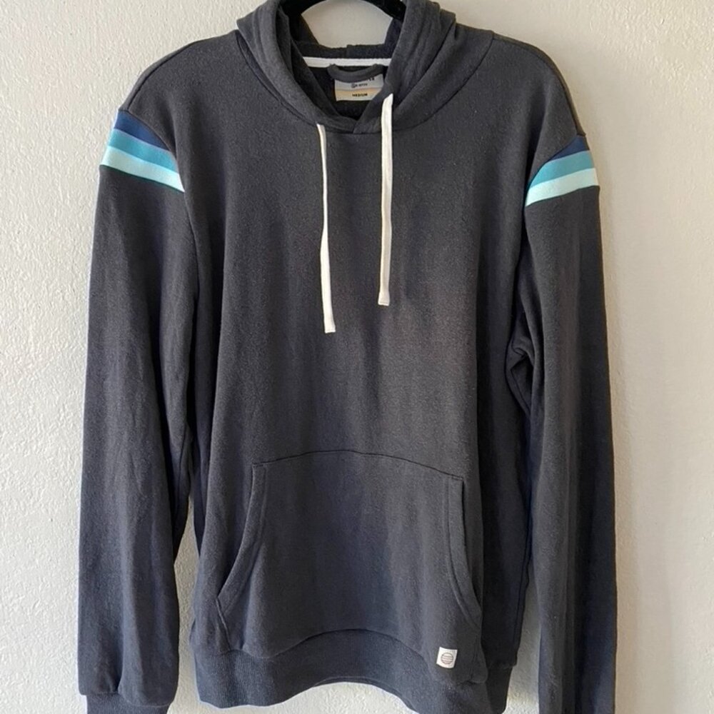Marine Layer Men's Grey Hoodie with Blue Stripes
